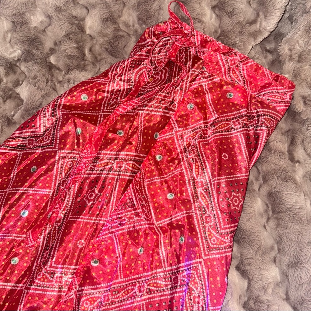 ETHNIX Red and Green Paisley wrap skirt